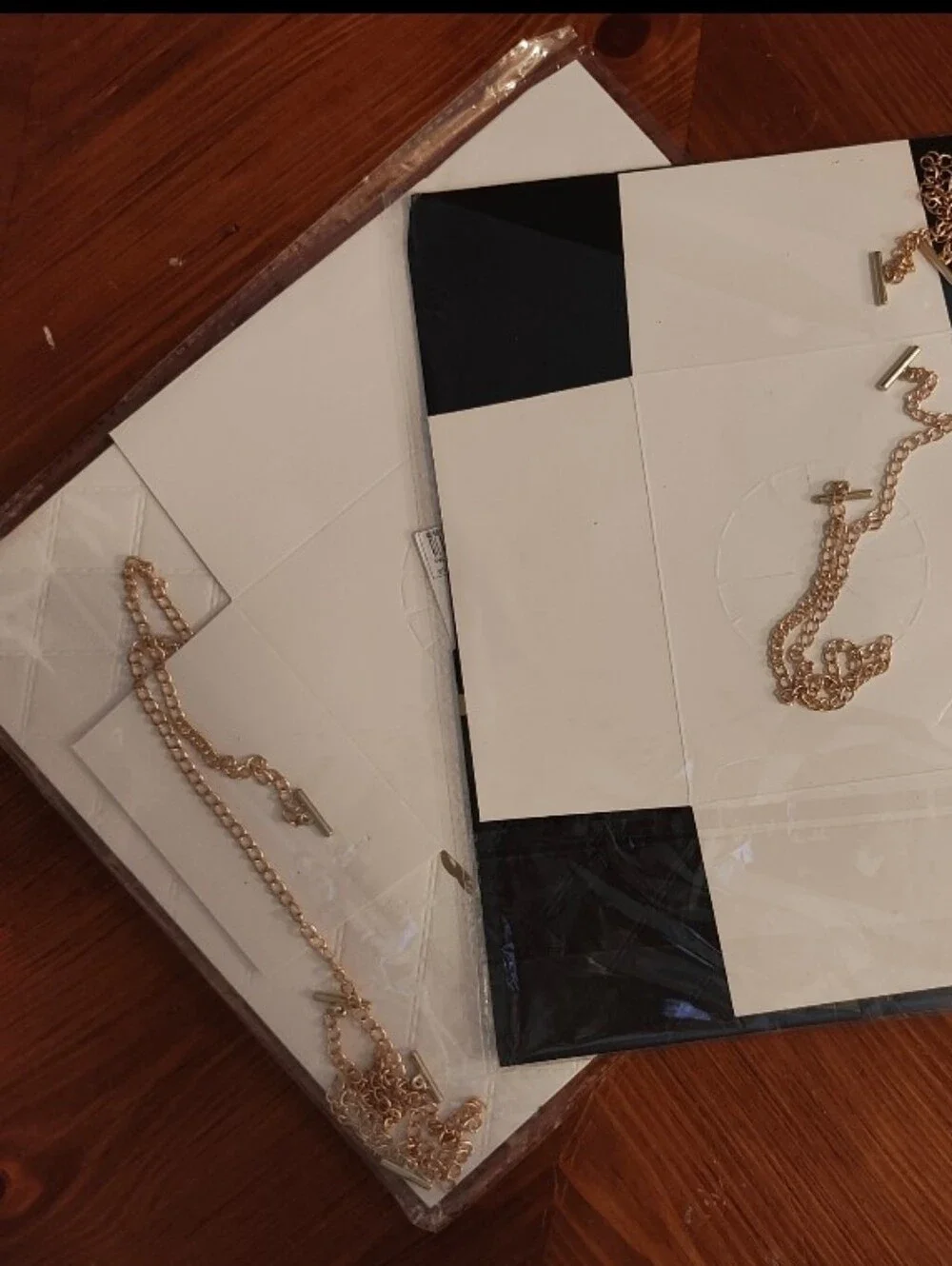 White Quilted Bag with Double Gold Chains